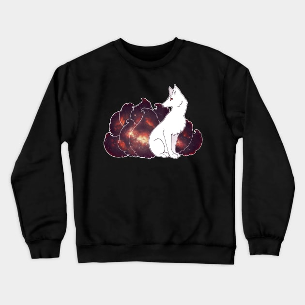 Nine Tails of Space Clouds - Galaxy Kitsune Crewneck Sweatshirt by InvertSilhouette